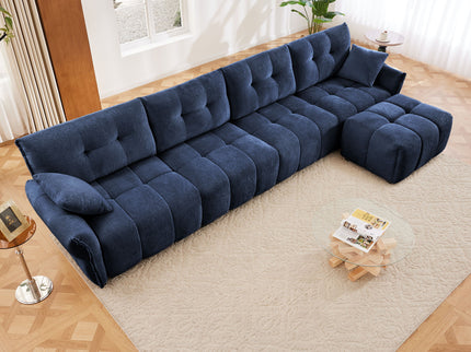 Sofa Set With Ottoman And Pillows, Textured, High Resilience Cushions