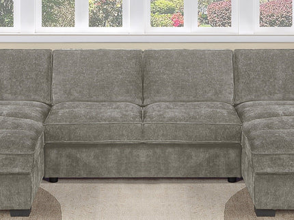 U - Sectional Sofa Upholstered LAF / RAF Chaise With Armless Loveseat And Chairs - Light Brown