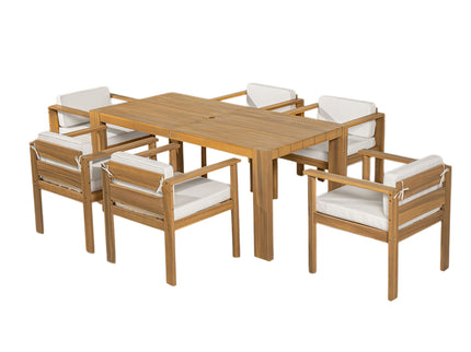Rustic Patio Dining Set For 6 With Removable Cushions