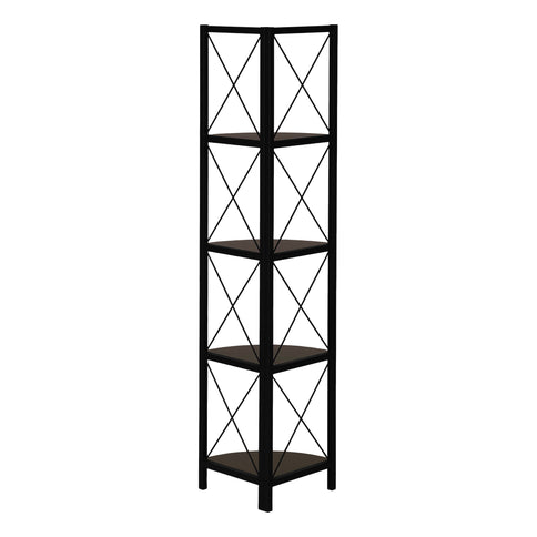 Bookshelf, Bookcase, Etagere, Corner, 4 Tier, Office, Marble Look Contemporary & Modern