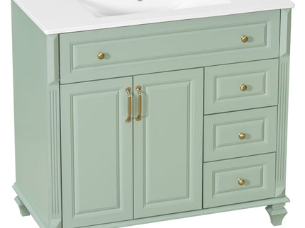 Modern Bathroom Vanity With Sink, 3 Drawers & 2 Doors