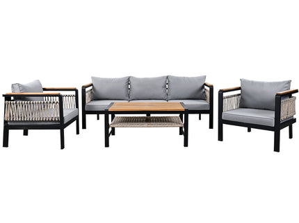 4 Pieces Outdoor Sectional Sofa Set 5 Person Patio Seating Group Outdoor Conversation Set With Cushions And A Coffee Table For Patios