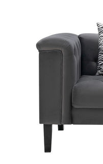 Mary - Tufted Chair With 1 Accent Pillow - Dark Gray
