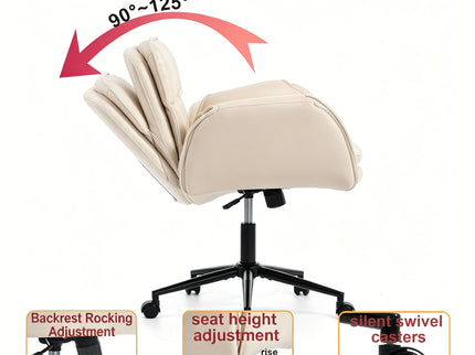 Criss Cross Swivel Desk Chair With Adjustable Armrests & Wheels For Home Office