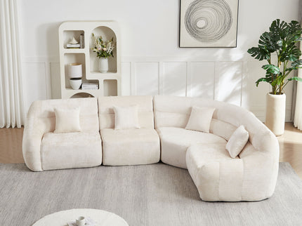Luxury Curved Corner Sectional Sofa With 4 Pillows