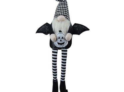 Sitting Gnome With Wings & Plaid Hat, For Halloween Decor