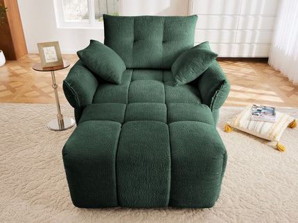 Ergonomic Single Seater Sofa With Ottoman, High Resilience Support Cushions