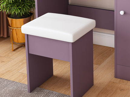 Vanity Desk Set With Padded Stool And Adjustable LED Mirror, 3 Color Light Modes - Purple