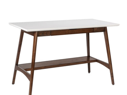 Parker - Desk With Storage Shelf - Off White / Pecan