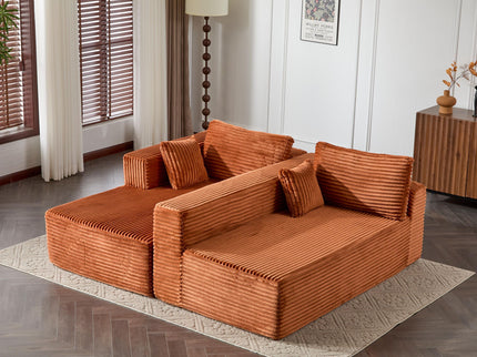 Compression Sectional Couch With Comfy Chaise, Boneless L Shape Sofa With Deep Seat