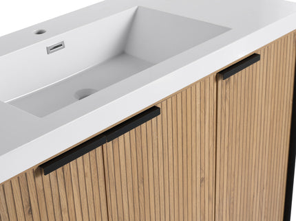 Modern Freestanding Bathroom Vanity With Resin Sink & Soft Close Cabinet Doors