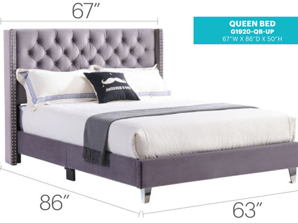 Upholstered Nailhead Trim Chic Bed