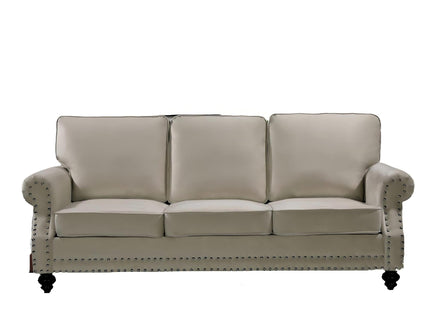 3 Seater Sofa With Nailhead Trim And Turned Legs For Living Room