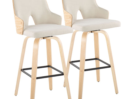 Stella - Contemporary Fixed Height Barstool With Swivel Square Footrest (Set of 2)