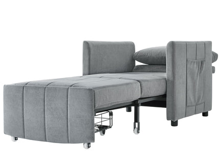 Upholstered Convertible Sleeper Sofa With 5 Position Backrest, Side Pockets, Storage