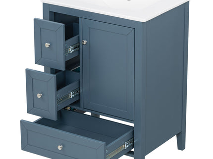 Modern Bathroom Vanity With Sink, Soft Close Drawers & Door, Storage Rack