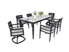 White / 7 Pc. Table, 2 Swivel Chairs, 4 Arm Chairs
