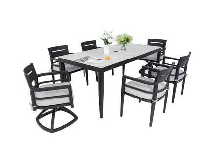 Modern Outdoor Patio Dining Set With Table And Chairs With Sunbrella Cushions