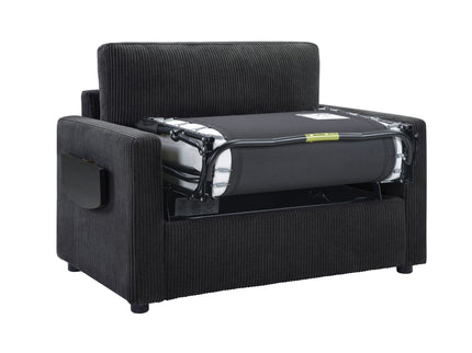 Sleeper Sofa With Foldable Mattress, USB Ports, Side Table & Storage Pocket