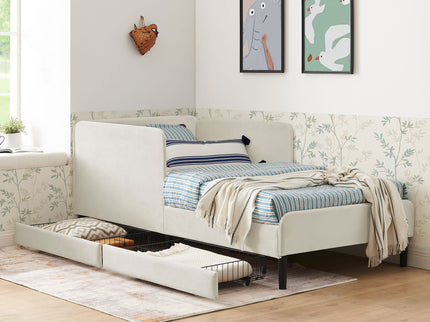 Upholstered Platform Bed Frame With 2 Storage Drawers And Adjustable Sofa Bed