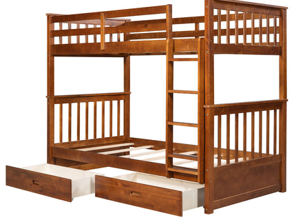 Bunk Bed With Ladders And 2 Storage Drawers