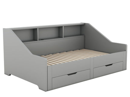 Daybed Frame With Storage Bookcases, 2 Drawers, Charging Station