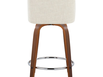 Toriano - Mid Century Modern Fixed Height Counter Stool With Swivel With Round Footrest (Set of 2)