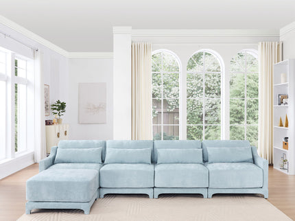 Stylish Sofa With Ottoman And Lumbar Pillows, Ergonomic Design