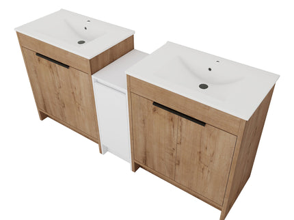 Freestanding Bathroom Vanity & Sink, Storage Cabinets, Soft Closing Doors