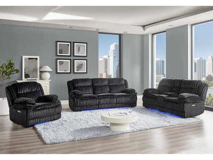 Winston - Power Console Recliner Loveseat With LED And Hidden Drawer - Black