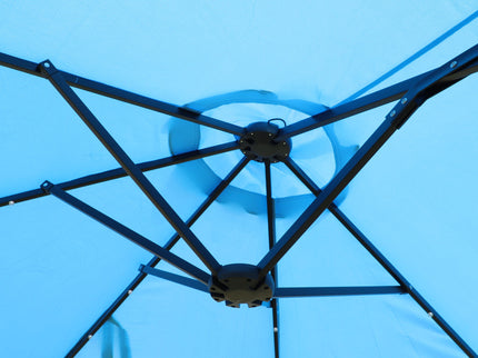 Double- Sided Outdoor Market Umbrella With Lights And Base