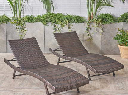 Kauai - Modern Style Wicker Chaise Lounge - Brown Multi