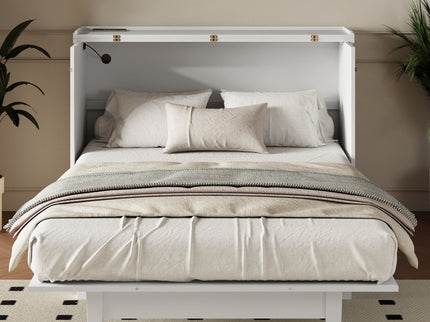 Solid Pine Murphy Bed Chest Cube Cabinet Bed With Charging Station And Large Storage Drawer For Home Office Or Small Room