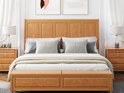 Sleigh Bed Frame With Tall Headboard And Storage Bench