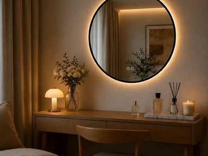 Round Framed Dimmable ED Bathroom Mirror With Anti Fog
