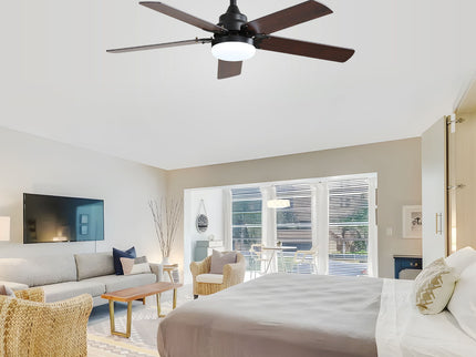Modern Ceiling Fan With 3 Color Dimmable Light 5 Blades Remote Control Reversible Dc Motor For Bedroom - Black