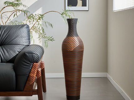 Tall Standing Designer Floor Vases With Elegant 2 Tone Finishes Ideal For Decorating Living Rooms, Bedrooms, Entryways Perfect For Decorating Your Home - Black / Gray