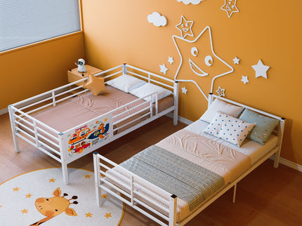 Bunk Bed, Convertible To 2 Separate Twin Size Beds With Full Length Guardrail & Ladder, No Box Spring Needed - White