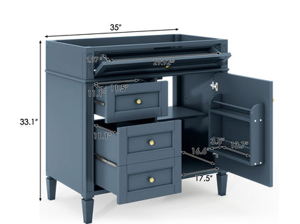 Bathroom Vanity With 2 Drawers And Tip-Out Drawer, Storage Cabinet