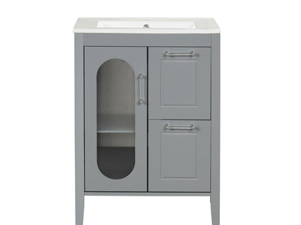 Modern Bathroom Vanity With Sink, Cabinet With 2 Drawers And Door, Adjustable Shelf