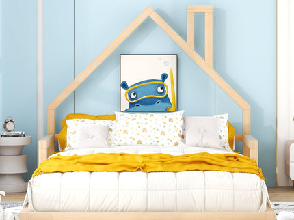Elegant Floor Bed With House Shaped Headboard