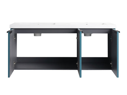 Contemporary Wall Mounted Bathroom Vanity With Resin Double Sink