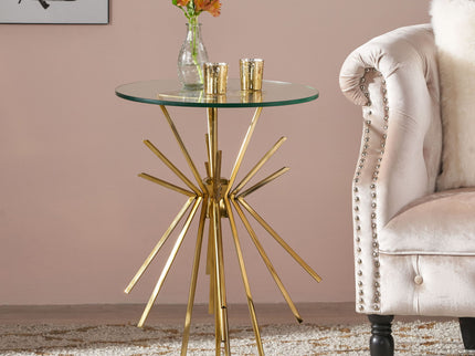 Table With Sunburst Design - Gold