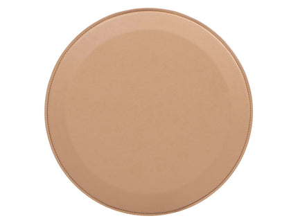 Mode - Leatherette Round C-Shaped Sofa Side Table - Saddle Brown