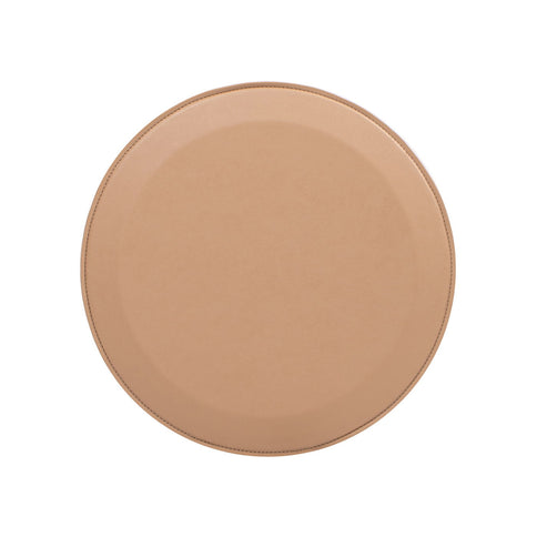 Mode - Leatherette Round C-Shaped Sofa Side Table - Saddle Brown