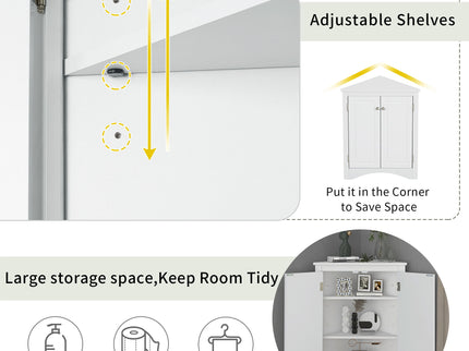 Triangle Bathroom Storage Cabinet With Adjustable Shelves, Freestanding Floor Cabinet For Home Kitchen