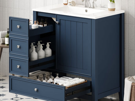 Modern Bathroom Vanity With Sink, 1 Cabinet & 3 Drawers