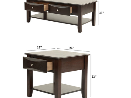 Table Set With Drawers And Open Shelf Storage