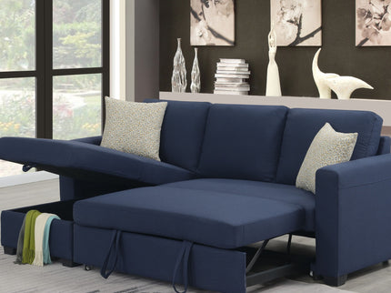 Reversible Sectional With Pop Up Sleeper And Hidden Storage Chaise - Navy