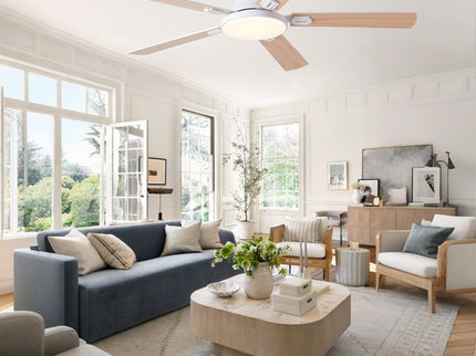 Flush Mount Ceiling Fans With LED Light And Remote Control, 5 Blades